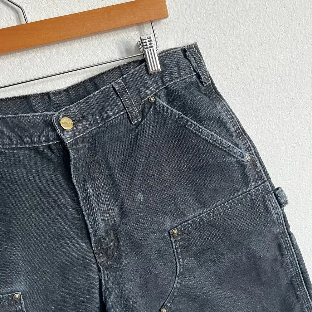 Carhartt faded black double knee work wear carpenter shorts